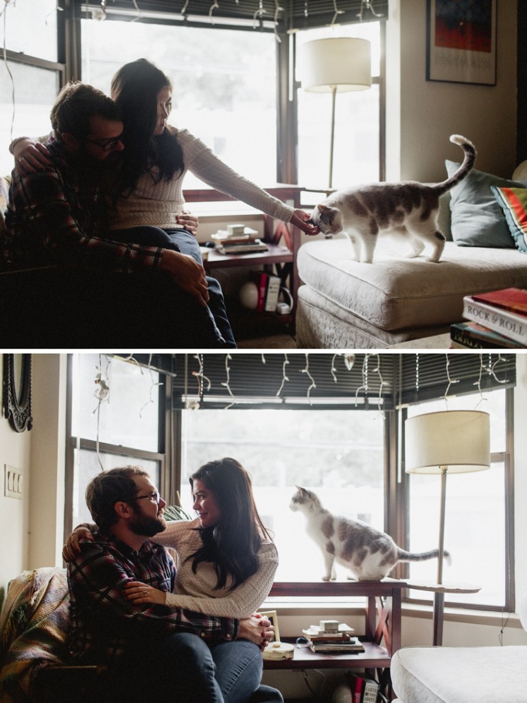 engagement session in couple's home
