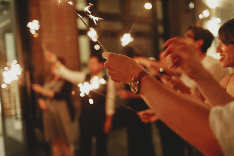sparkler exit at the firehouse 8 by heather elizabeth photography