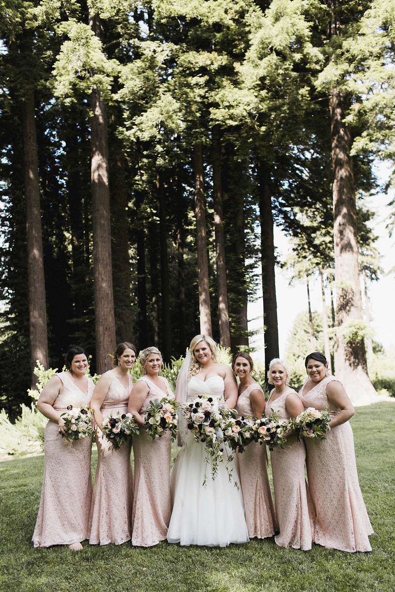 Blush pink and green Bridal party at the Mountain Terrace by Heather Elizabeth